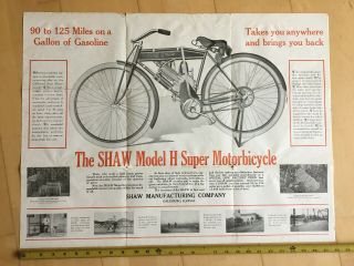 Shaw Model H Motorbicycle Sales Brochure Literature