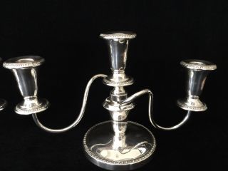 Pair Vintage Sheffield Georgian Silver Plate 3 Light Candle Holders Candelabra 2