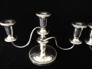 Pair Vintage Sheffield Georgian Silver Plate 3 Light Candle Holders Candelabra 3