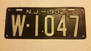 N.  J.  1932 License Plate Jersey Vintage 