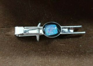 Vintage Sterling Silver & Opal Tie Bar Scarf Clip Mila Jewellery