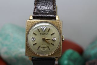 Vintage Bulova 10k Rolled Gold Plate Hand Wind Dress Wrist Watch Running G182923