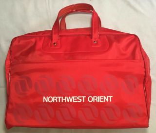 Vintage Northwest Orient Airlines Red Carry On Bag Rare Euc