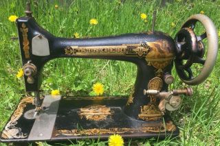 Antique Pre - 1900’s Mystery Singer.  Model 27 Sewing Machine Serial 011090.  Sphinx