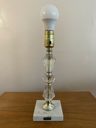 Vintage Mid Century Heavy Crystal Clear Glass Table Lamp Boudoir Desk,  Bedside.