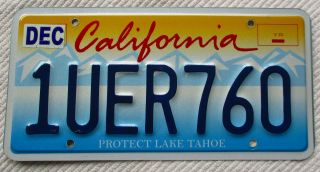 California " Protect Lake Tahoe " Graphic License Plate 1uer760