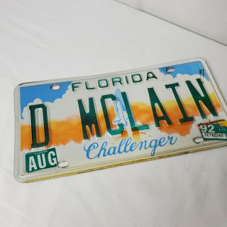Vintage 1994 Florida Challenger License Plate D Mclain Space Shuttle