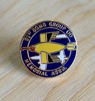 Vintage Military Us Air Force 91st Bomb Group Memorial Association Lapel Hat Pin