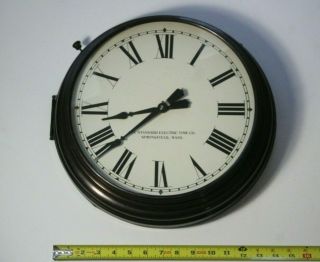 Antique Standard Electric Time Co.  15 " Round Metal Barrel Wall Clock 1