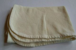 Vintage Thermal Knit Baby Receiving Blanket Yellow Waffle Weave