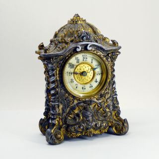 Antique Brass Cased Mantel Clock By The British United Clock Company Birmingham