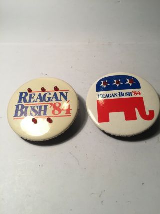 Pair Vintage 1984 Reagan Bush 84 Campaign Blinking Lights And Music Buttons
