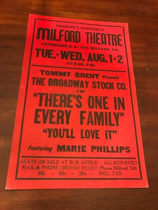 Vintage Milford Theatre Pa 14x22 Lobby Card/sign There 