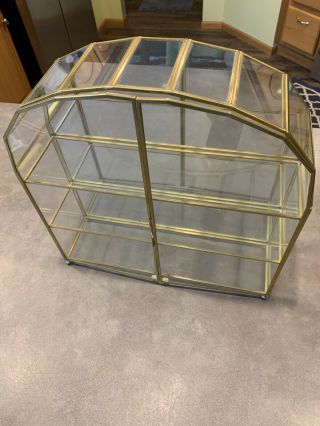 Vintage Franklin Glass Mirror Brass Metal Small Curio Cabinet Shelves Hang
