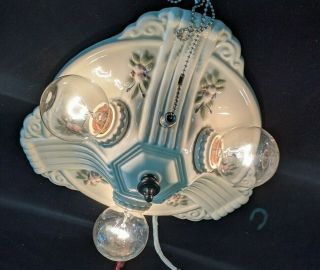 Antique Porcelier 3 - Bulb Porcelain Ceiling Light Fixture,  Wiring,  Guaranteed