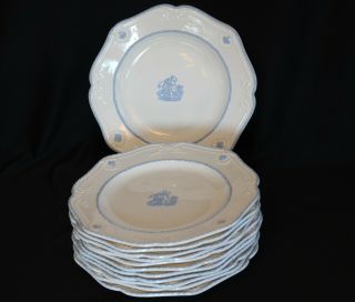 Set Of 12 Antique Wedgwood Queensware Lavender On Cream Dinner Plates