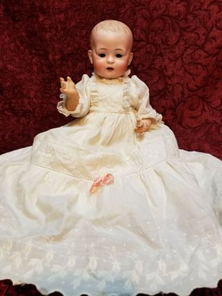 Antique German Bisque Solid Dome Head Baby Doll Bahr Proschild 619 Antique Gown