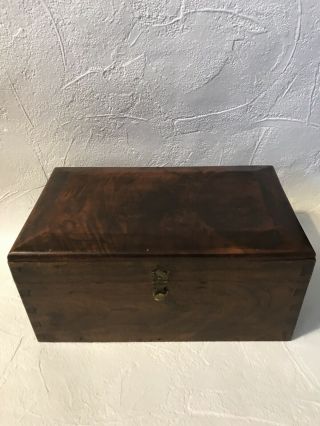Antique Walnut Document Box Coffered Top W/ Dovetail From Dc Estate