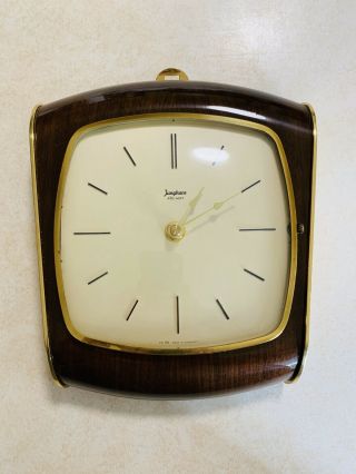 Vintage Junghans Mid Century Wall Clock Wooden Clock Brass German Antique Clock