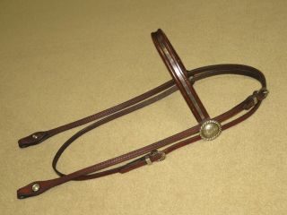 Terrific Vintage Circle Y Refined Browband Headstall Bridle W/ Silver