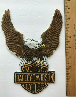 Large 9 " Harley Davidson Wings Up Eagle Patch Vintage Vest Bar & Shield Hog