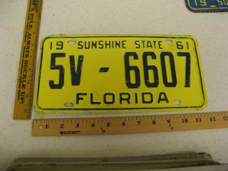 1961 61 Florida Fl License Plate Tag 5v - 6607 Polk County