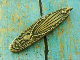 Antique Us American Eagle 13 Star Flag Military Pocket Watch Fob Knife Knives