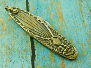 ANTIQUE US AMERICAN EAGLE 13 STAR FLAG MILITARY POCKET WATCH FOB KNIFE KNIVES 2