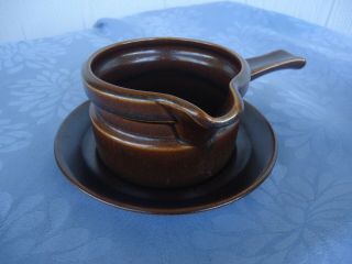 Vintage Retro Sterling Gravy Boat Jug & Saucer Pottery Oven To Table Wedgwood