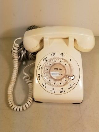 Vtg.  White Rotary Dial Desk Phone Bell Western Electric.  25 