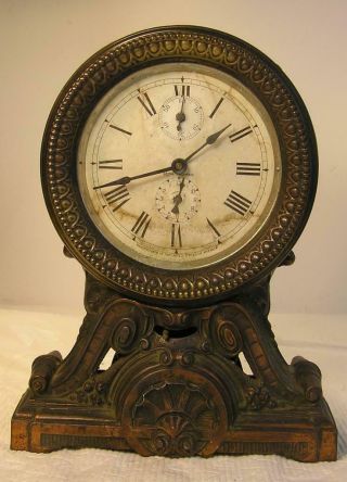 Antique Brass Seth Thomas Mantle Shelf Clock - Art Deco - Keeps Time - Runs Slow -