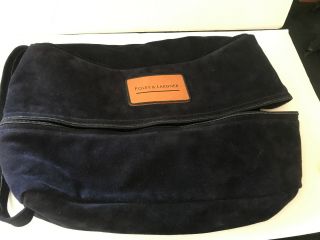 Vintage Blue Golf Suede Leather Shoe Bag Fur Lined With Pocket Foley & Lardner