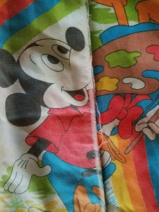 VTG Disney Mickey Mouse Donald Duck Paint Twin Sheets Set Cutter Quilt Fabric 3