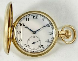 Antique Swiss Made Full Hunter Gold Plated Pocket Watch C.  1920