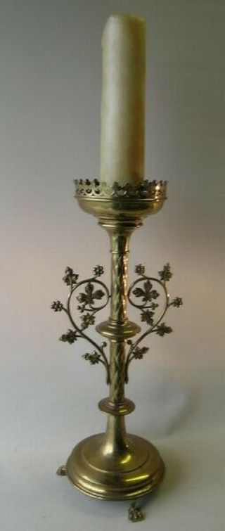 Antique Brass Neo Gothic Church Altar Candlestick