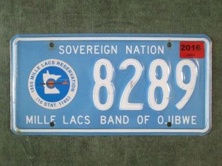 2016 Mille Lacs Band Ojibwe License Plate 8289 Indian Nation Tribal Minnesota