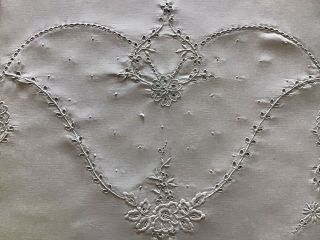 Exquisite Huge Antique Irish Linen Tablecloth Hand Embroidered Whitework/cutwork