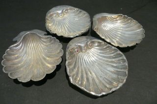 Four Hallmarked Solid Silver Shell Butter Dishes With Ball Feet 209.  1g