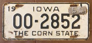 Iowa 1955 Non - Resident License Plate - Quality 00 - 2852