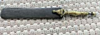 Ox Bronze Headed Ferule Cap Knife Sharpener/steel Engraved 18 Cent French Folk