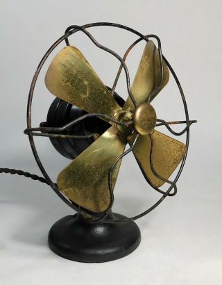 Antique Polar Cub Type G Electric 6 " Fan Brass Blades Great