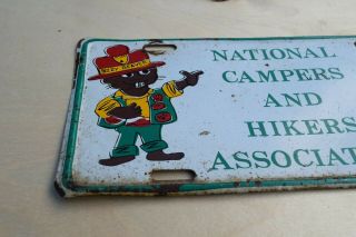 Vintage License Plate Booster; National Campers and Hikers Association; Metal 2
