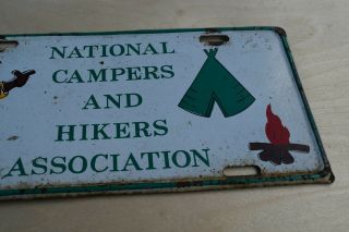 Vintage License Plate Booster; National Campers and Hikers Association; Metal 3