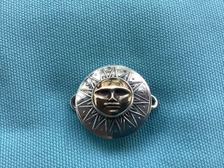 Tabra.  925 Signed Sun God Connector Charm W/ Antiqued Bronze Moon Face In Center