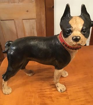 The Best Antique Boston Terrier Cast Iron Door Stop Paint With Collar