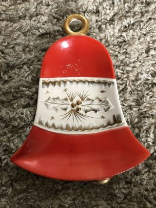 Vintage Howard Holt Ceramic Christmas Bell Candy Nut Dish