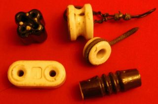 5 Vintage Ceramic/stoneware Insulators Vintage Electrical Telegraph