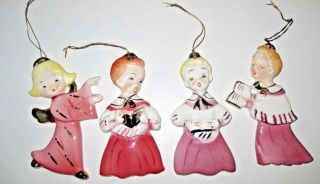 Adorable Vintage Four Yona Japan Ceramic Ornaments Angel Choir Boy Girl