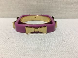 Ted Baker Vintage " Charry " Purple Acrylic & Gold Bow & Square Bangle - Modernist