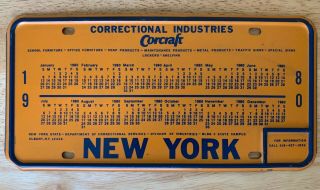 Correctional Industries Corcraft 1980 York State License Plate Calendar Nys